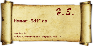 Hamar Sára névjegykártya
